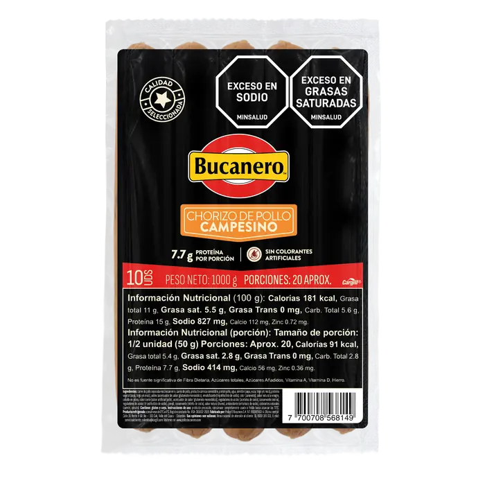Chorizo de pollo campesino 1000g Bucanero