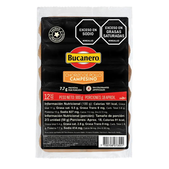 Chorizo de pollo campesino 900g Bucanero
