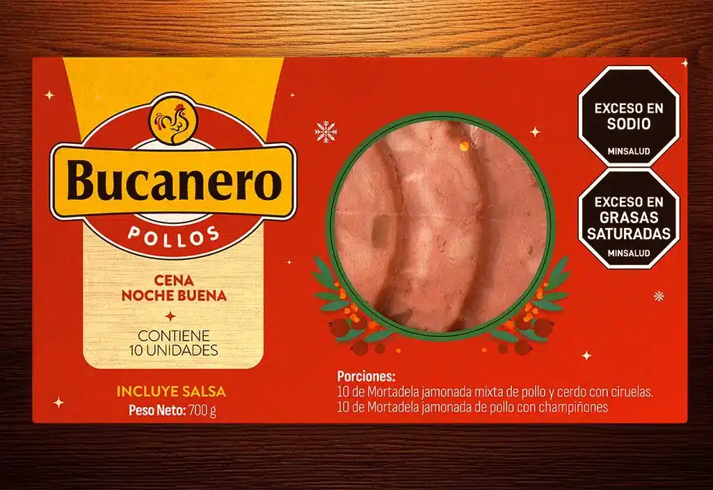 Mortadela de línea navideña de Pollos Bucanero